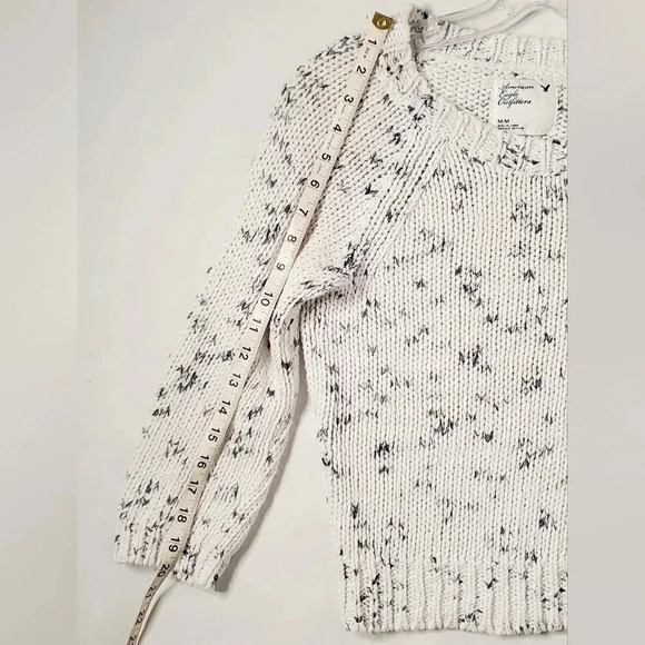 American  eagle outfitters Ramie Blend Raglan 3/4 Sleeve Ivory Sweater SzM - Picture 7 of 8